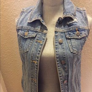 Mossimo Distressed Denim Vest - size XS